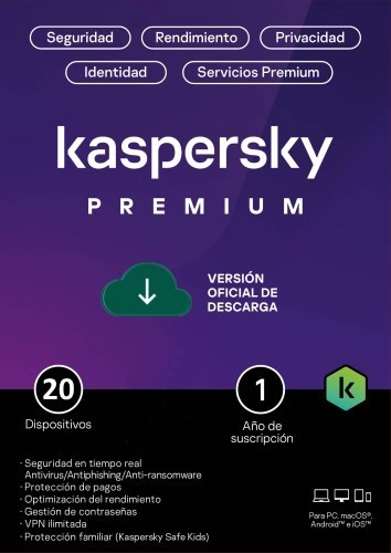 Kaspersky Premium Para 20 PCs por 1 Año